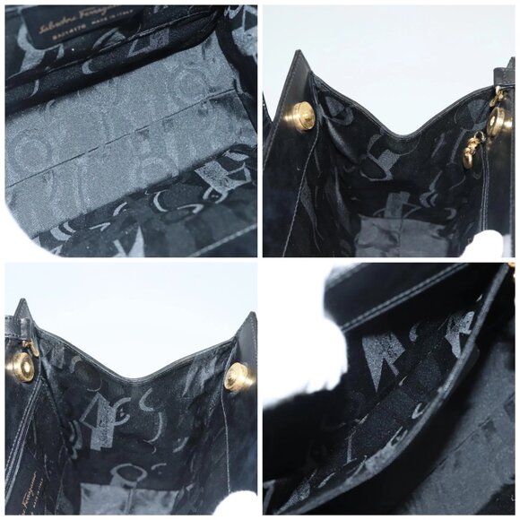 Salvatore Ferragamo Vala Hand Bag Leather 2way Brown Gold Auth ac3835 - Picture 15 of 16